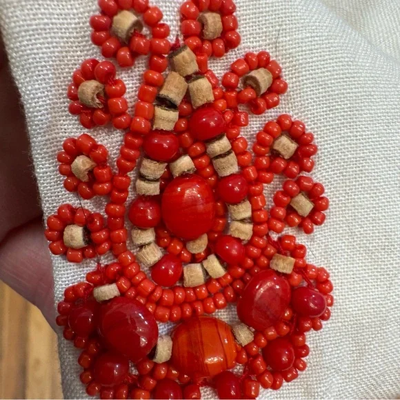 Graham Kandiah XS Linen Blend Beaded Coverup Tunic Dress - Picture 6 of 6